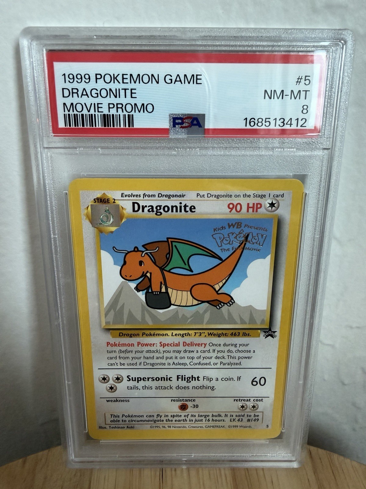 Dragonite 1999 Pokemon TCG Film Promo Holo PSA 8 carte #5 WotC