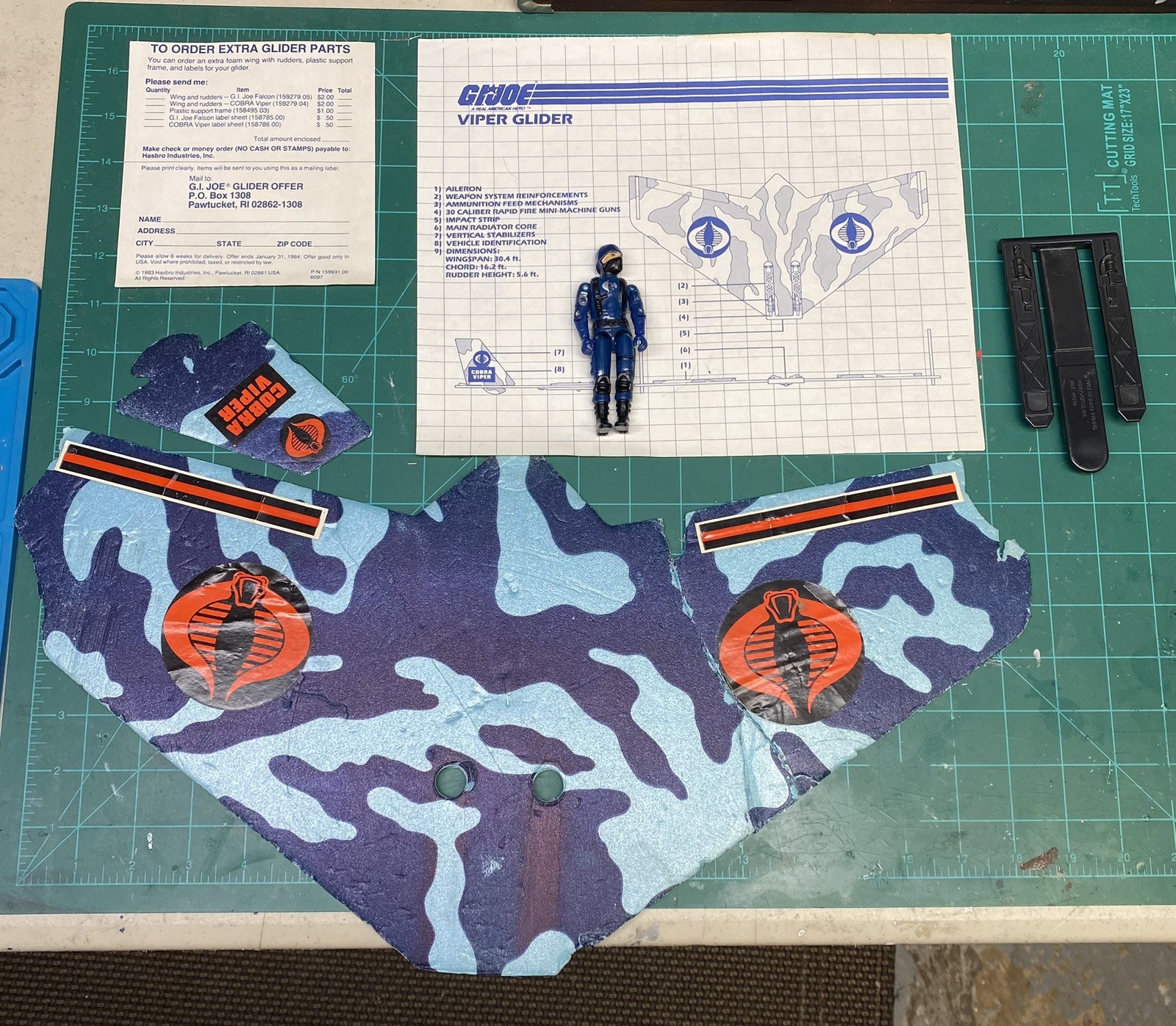 Vintage Hasbro GI Joe Cobra Viper Glider Near Complete 1983 MUST SEE