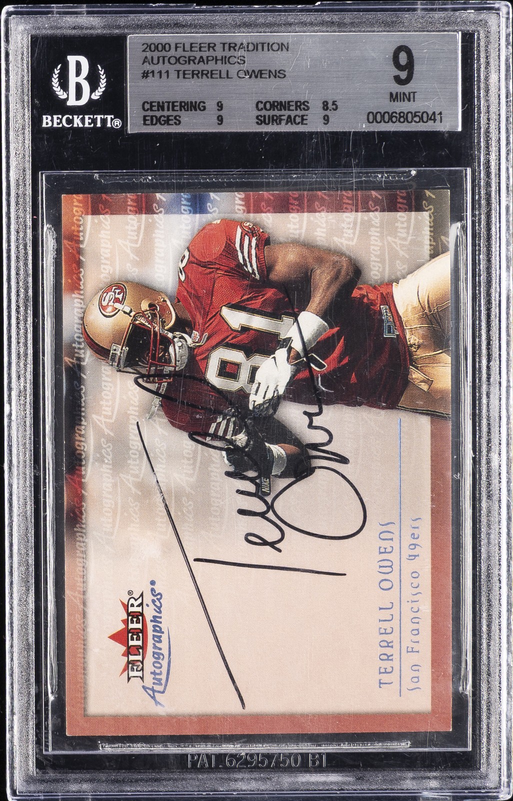 2000 FLEER TRADIZIONE AUTOGRAFI ##111 TERRELL OWENS BGS 9