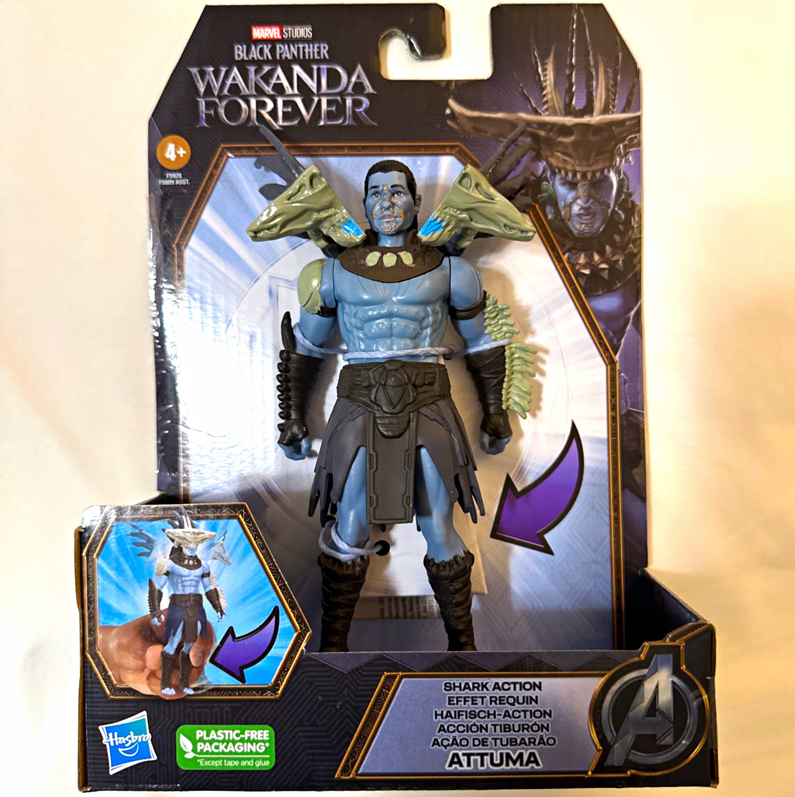 Marvel Black Panther Wakanda Shark Action ATTUMA 6" Figure Hasbro 2022 NUOVO