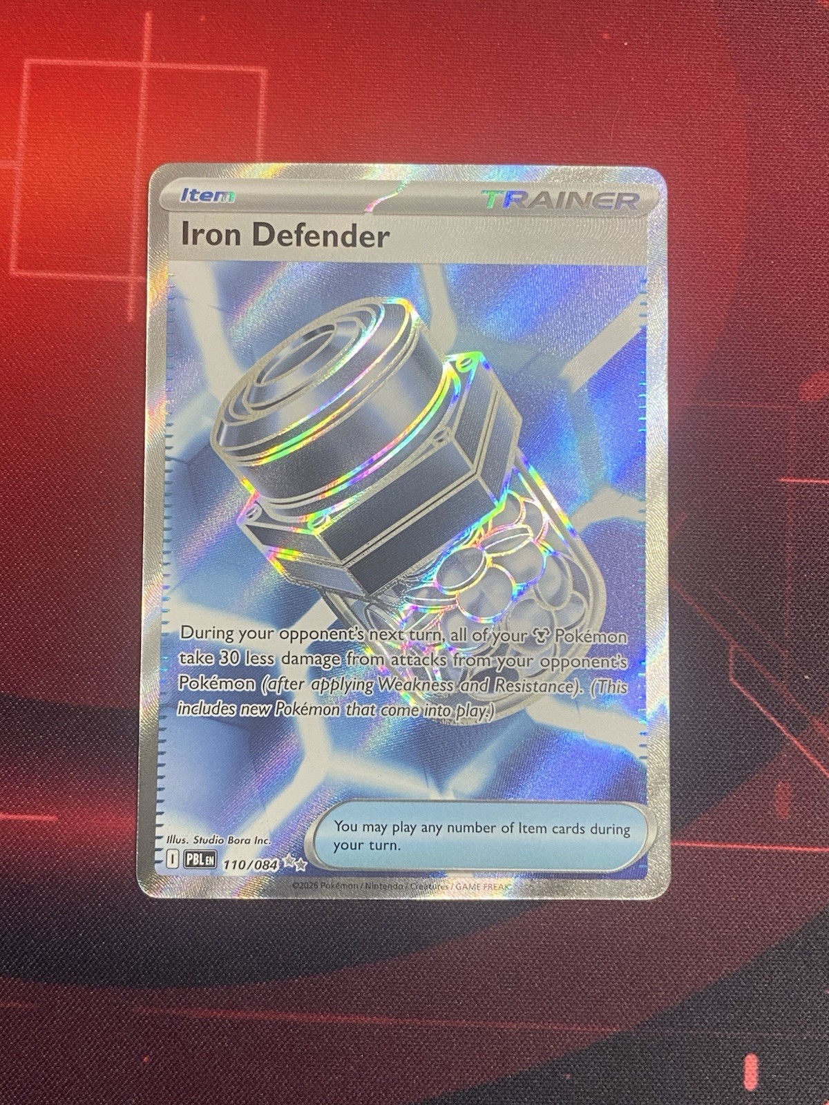 Pokémon TCG: Iron Defender 110/084 Ultra Rara Me05: Pitch Black quasi nuova