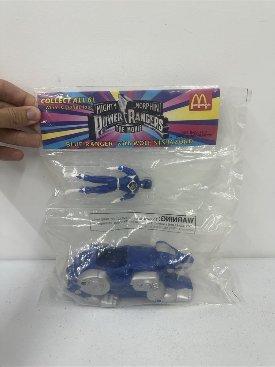 McDonalds Mighty Morphin Power Rangers Ranger blu con lupo Ninjazord 1995 NUOVO