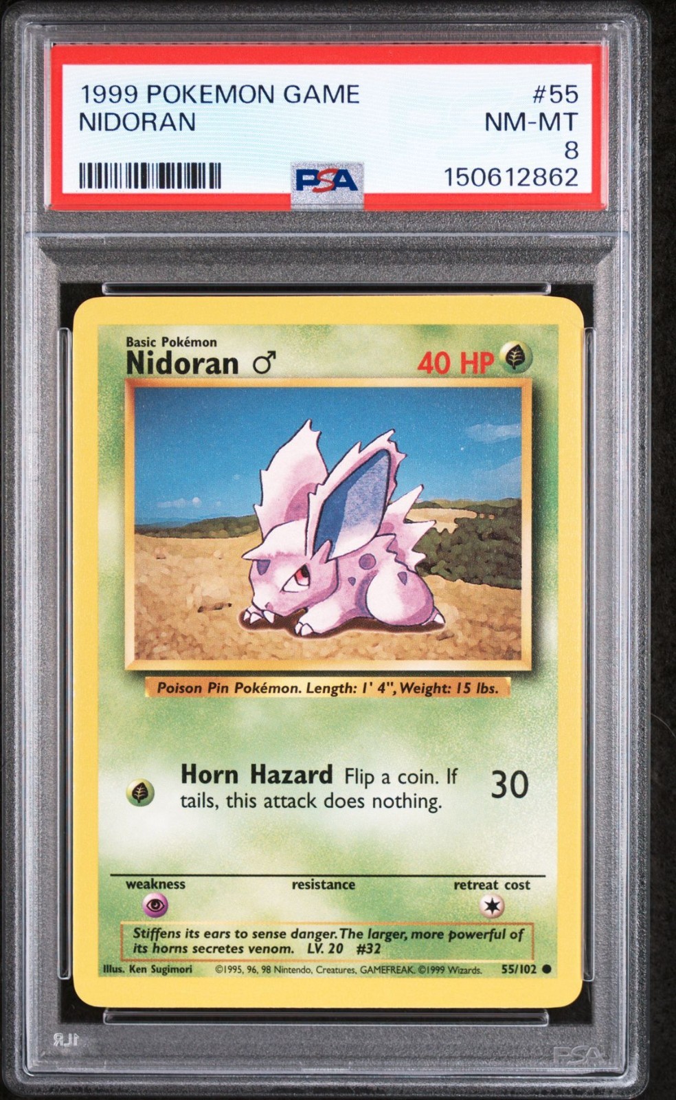 Gioco Set Base 1999 #55 Nidoran quasi nuovo PSA 8 Pokemon