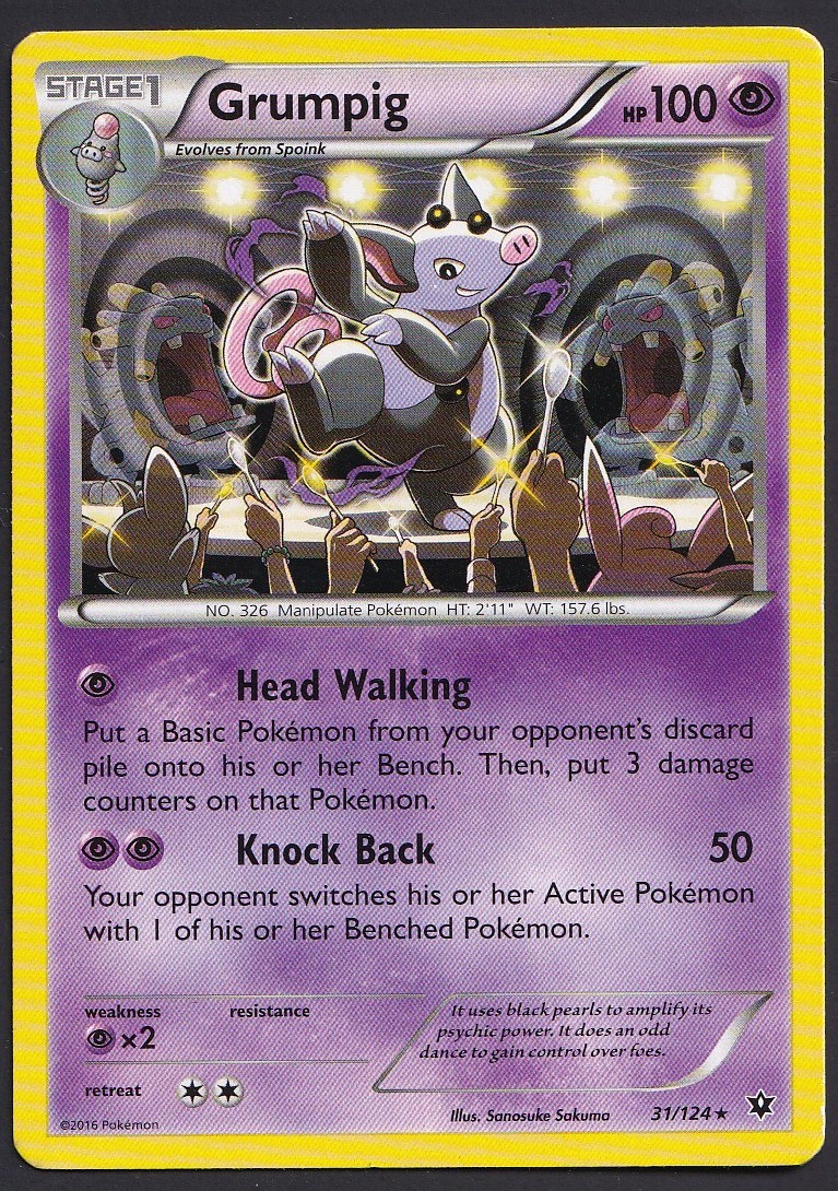 Grumpig 31/124 LP - RARA Carta Pokemon Non Holo XY Fates Collide