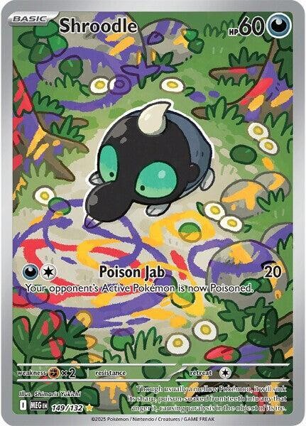 NM-Mint, English Pokemon Holo Shroodle - 149/132 - Illustration Rare ME - Mega E