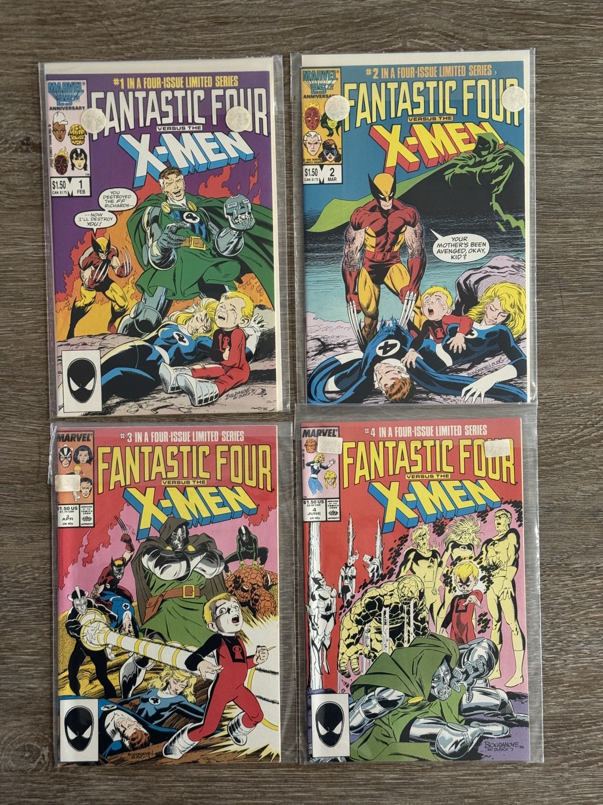 Fantastici Quattro Contro Gli X-Men Set Completo 1-4 Marvel Comics 1986