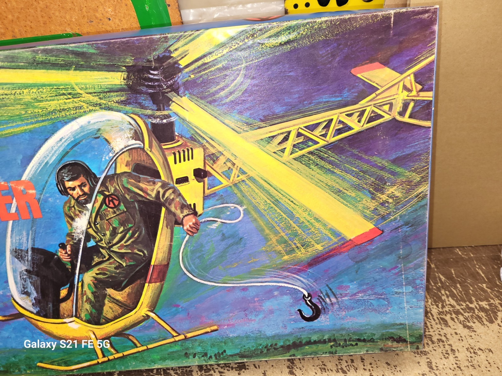 Nice 1973 Hasbro GI Joe  Yellow Helicopter with Box Missing Pilot Control Part