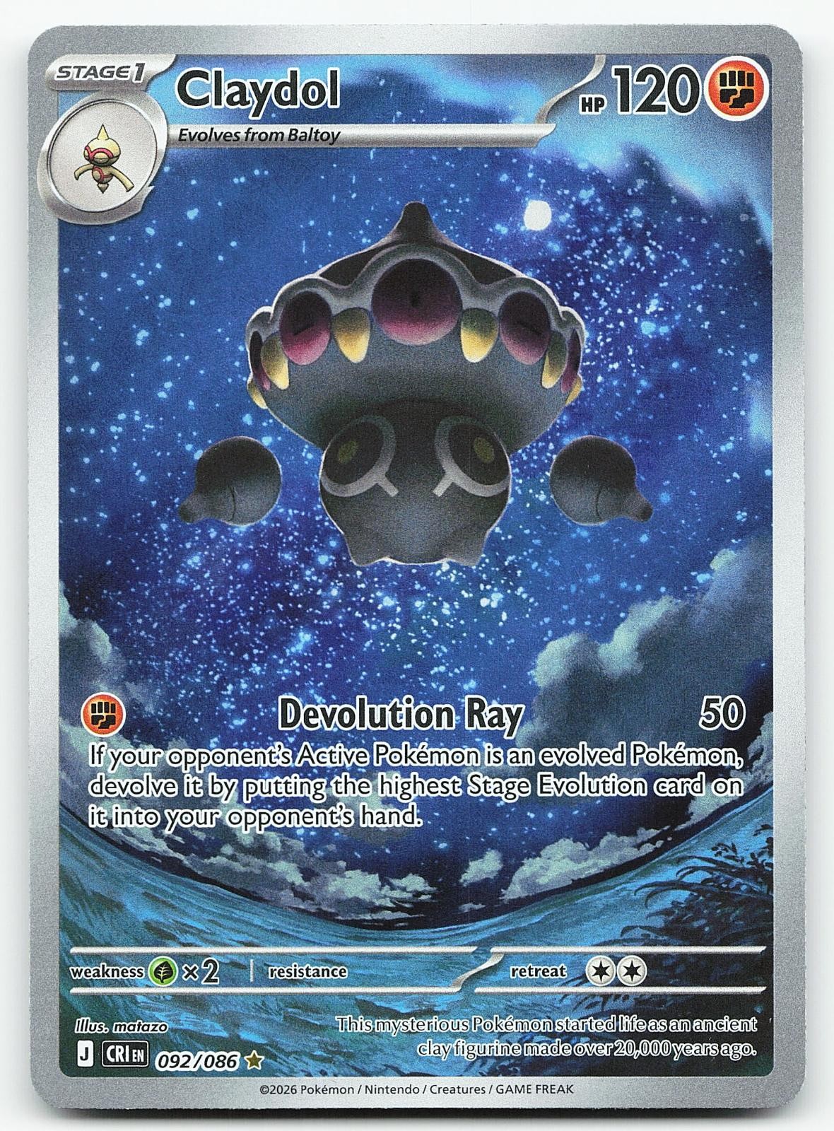Pokemon Claydol 092/086 Chaos Rising Illustrazione Rara Holo NM