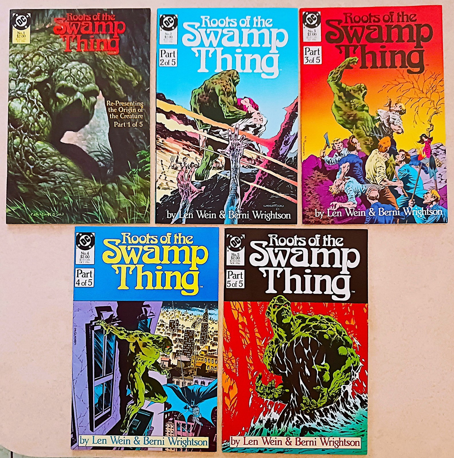 Lotto fumetti DC Roots of the Swamp Thing 1-5 vintage anni 80 età del rame Batman