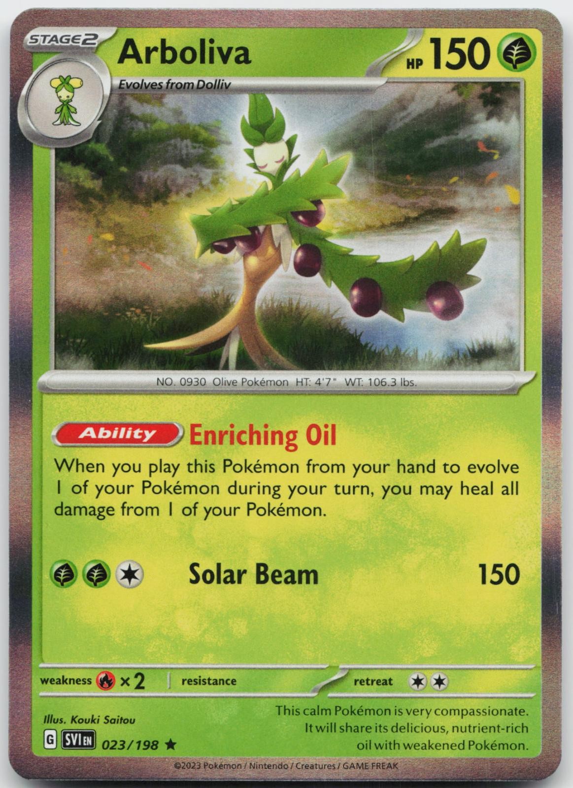 Arboliva 023/198 Raro Pokemon Scarlatto e Viola Holo quasi nuovo