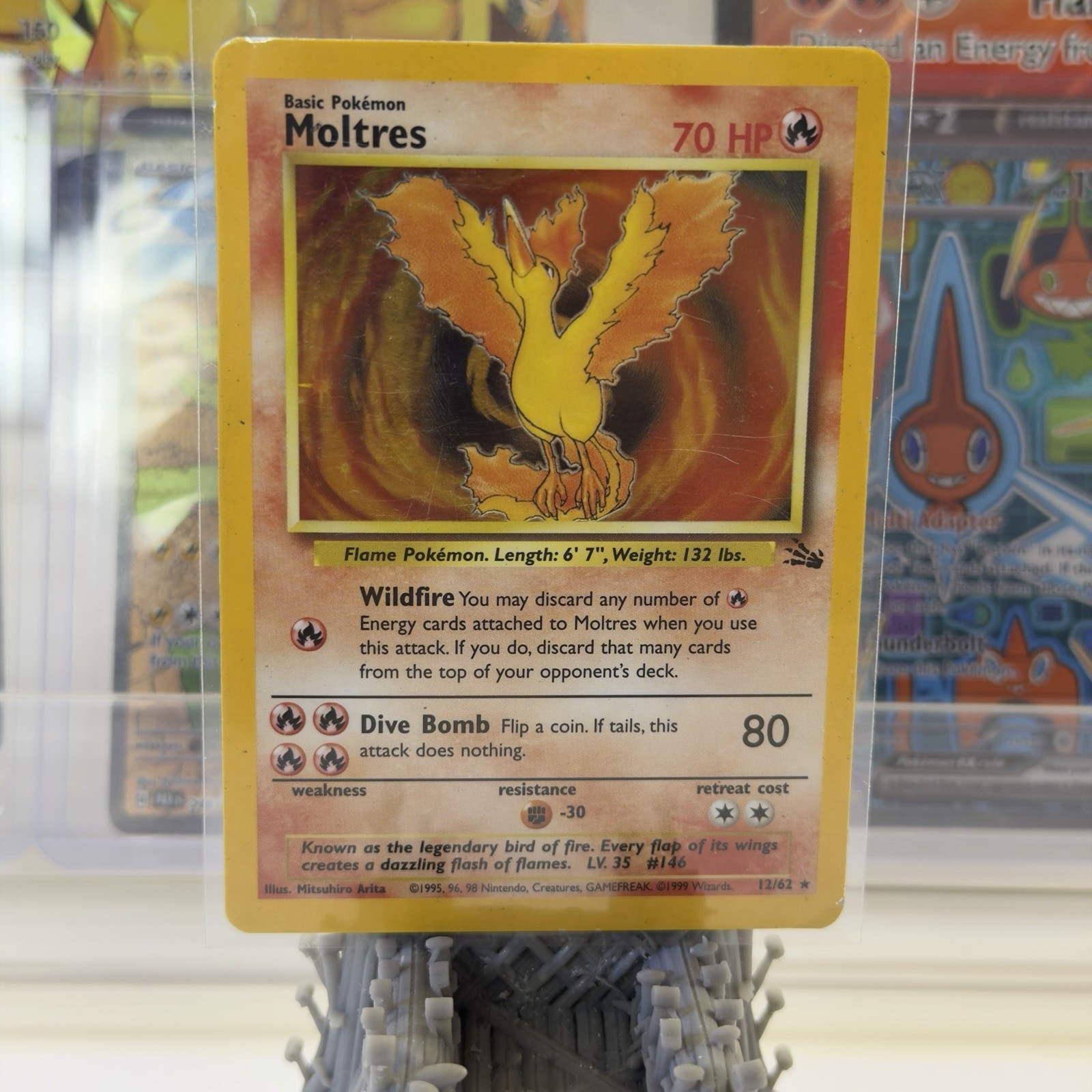 Pokémon Moltres 12/62 Fossil Set Holo Rare Vintage 1999 TCG Card HP