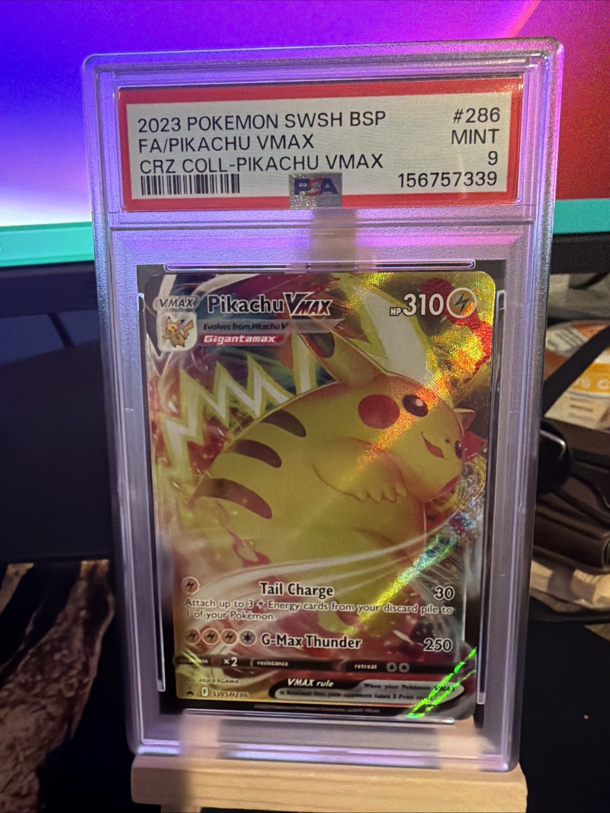 2023 POKEMON SWSH CROWN ZENITH COLLECTION #286 FULL ART/PIKACHU VMAX PSA 9