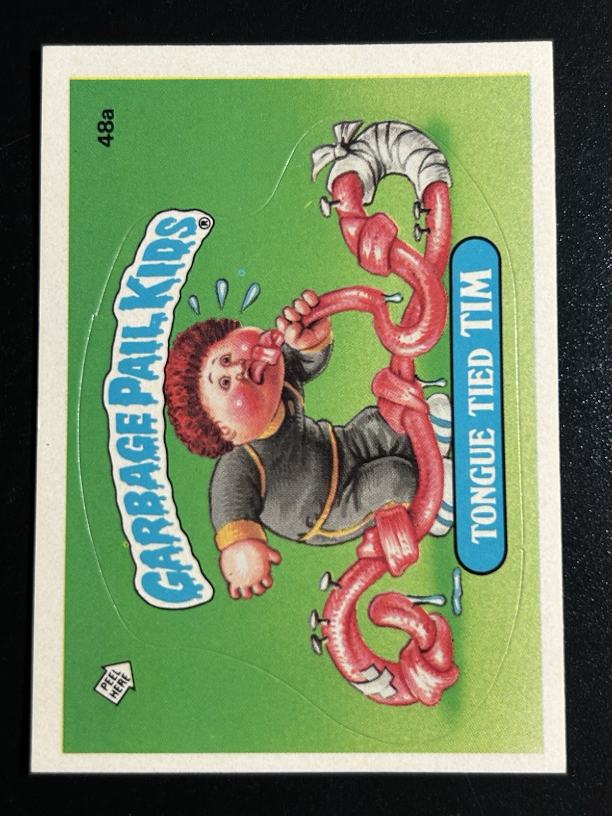 Topps Garbage Pail Kid Card 1985 GPK Serie 2 OS2 48a Tongue Tied Tim Pack Fresco