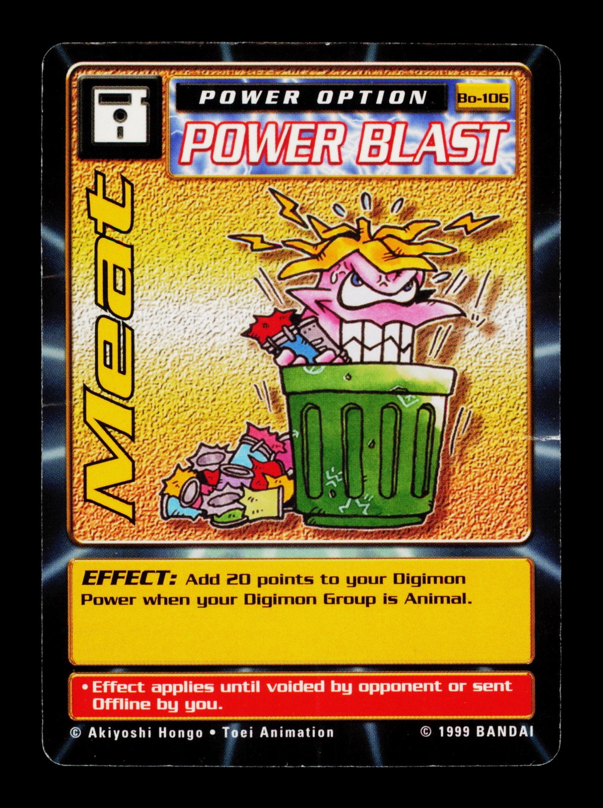 Carta collezionabile Meat Power Blast Bo-106 Digimon Digital Monster 1999 TCG CCG