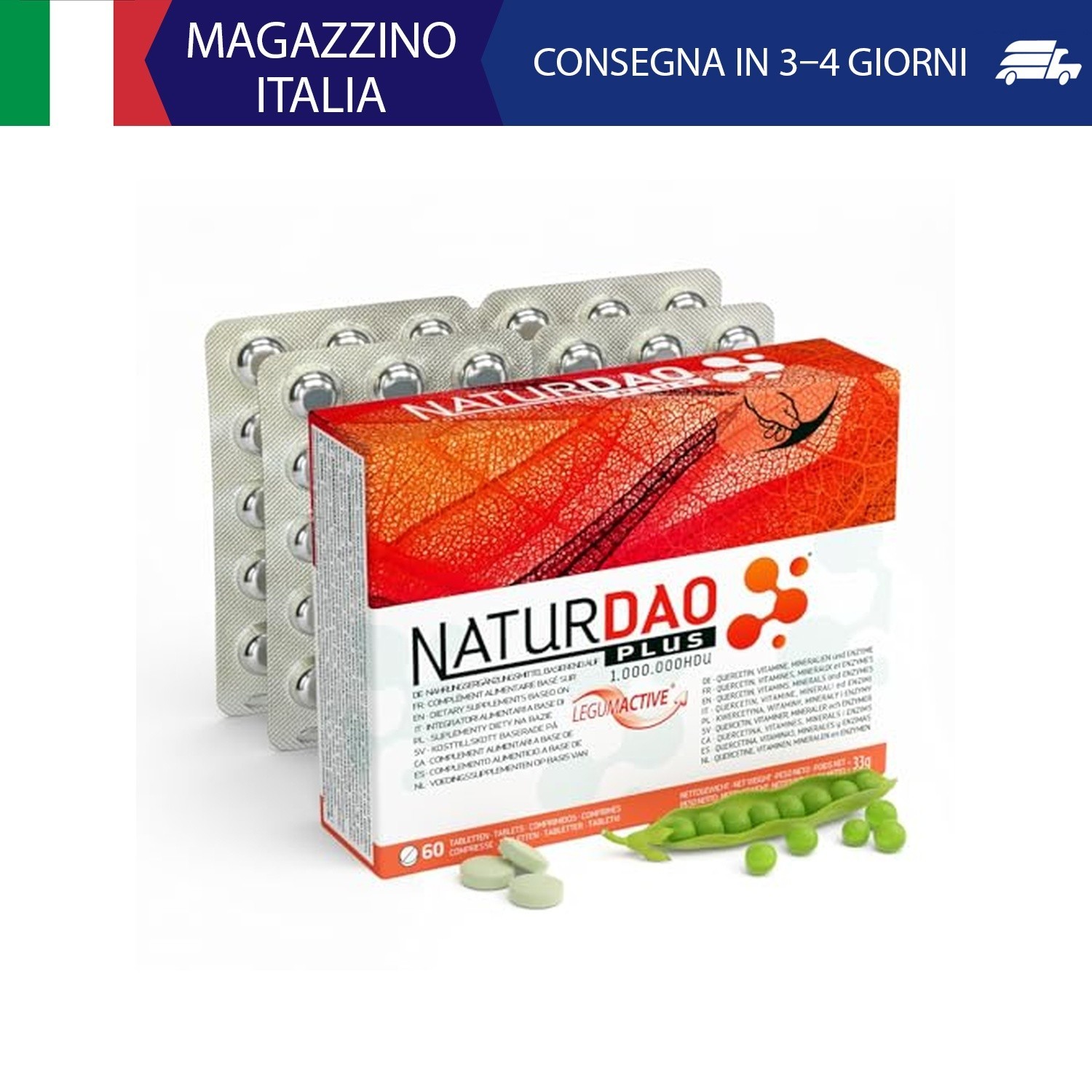 PLUS® Enzima DAO 3.000.000 HDU al giorno, dosaggio perfetto con 1.000.000 HDU pe