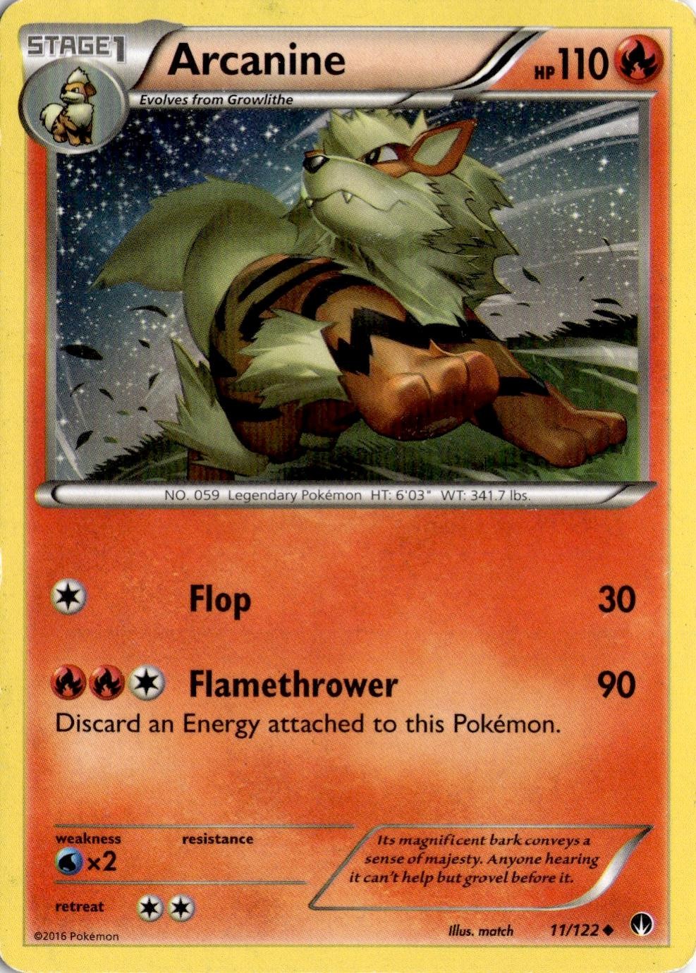 Arcanine 11/122 Pokemon Breakpoint non comune danneggiato
