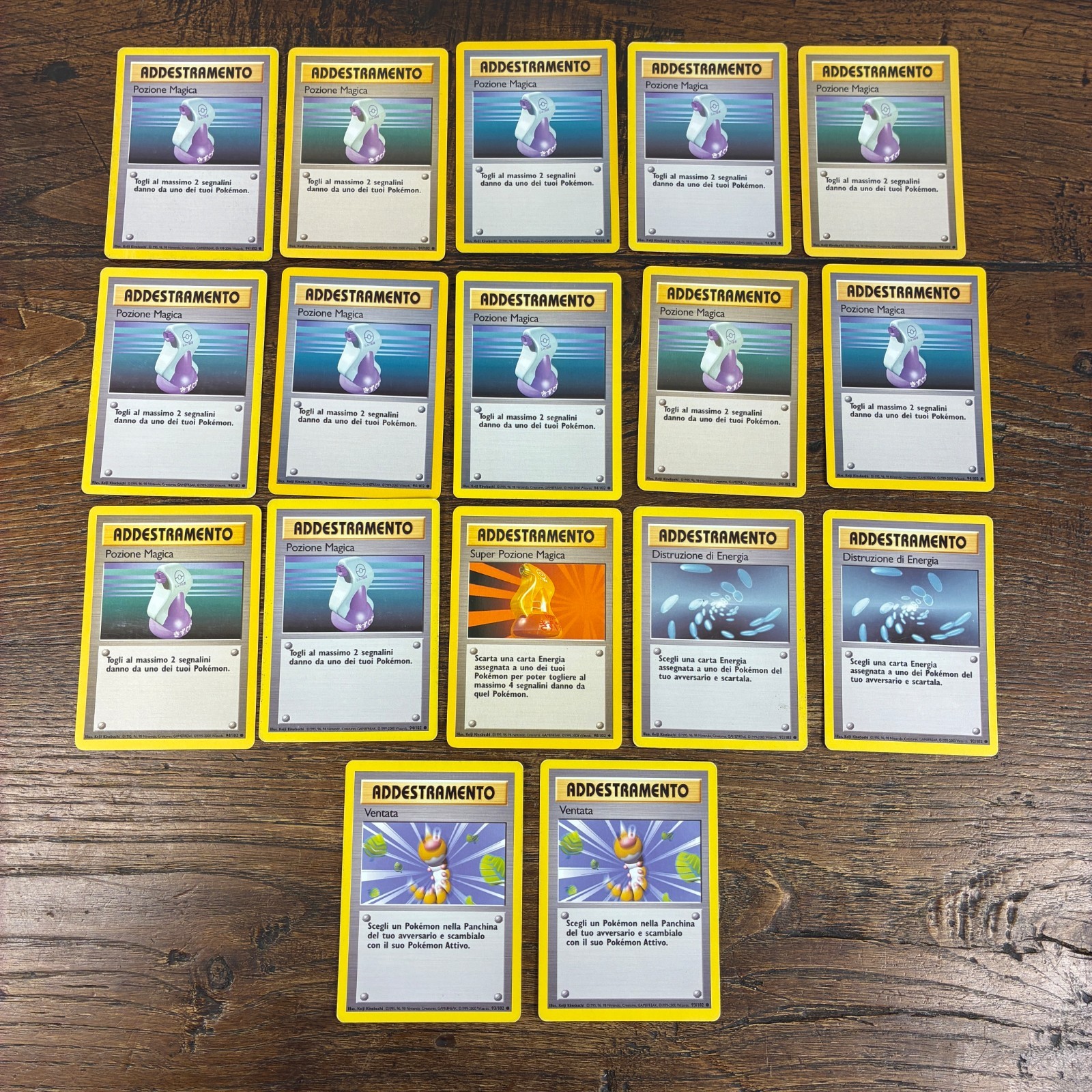 Lotto carte Pokemon Set Base 1999 Addestramento Pozione Magica Ventata WOTC item