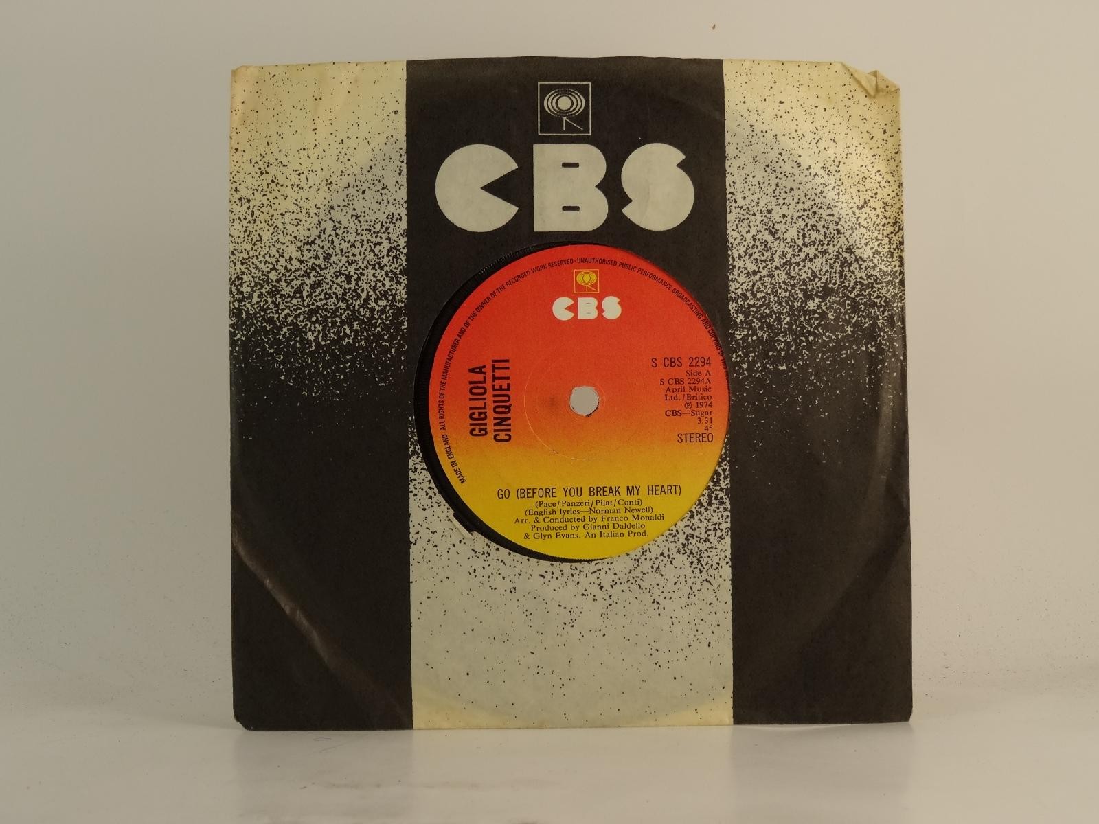 GIGLIOLA CINQUETTI GO (BEFORE YOU BREAK MY HEART) (78) 2 Track 7" Single includi