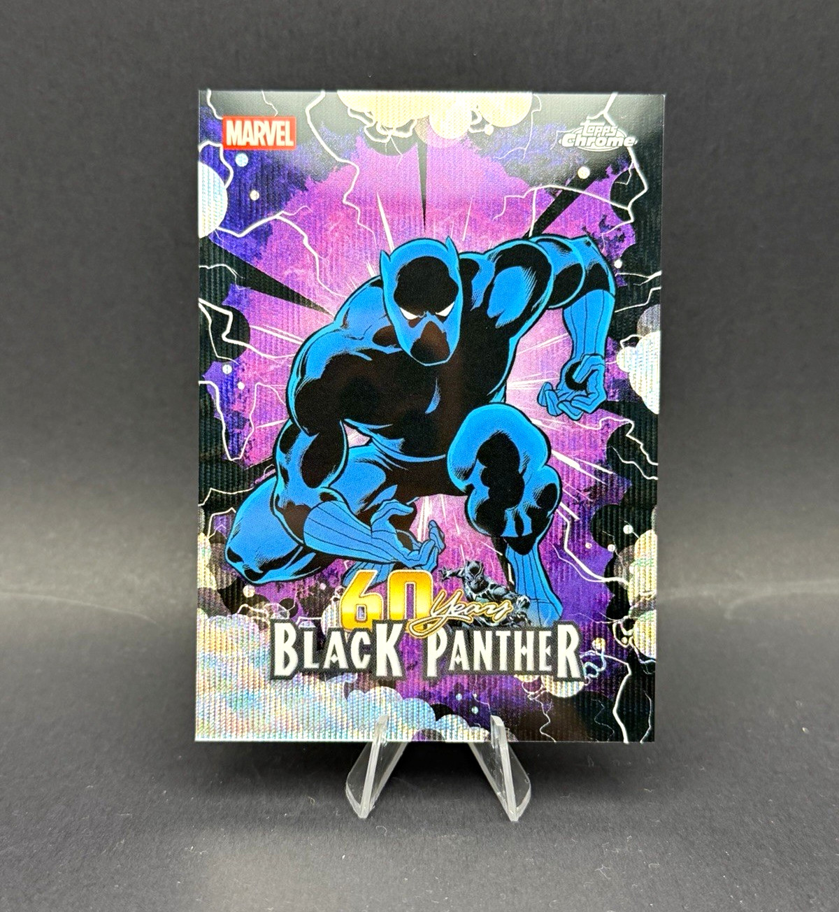 Black Panther Marvel Topps Chrome 60 Years Purple Holo Insert Parallel BP 01 26