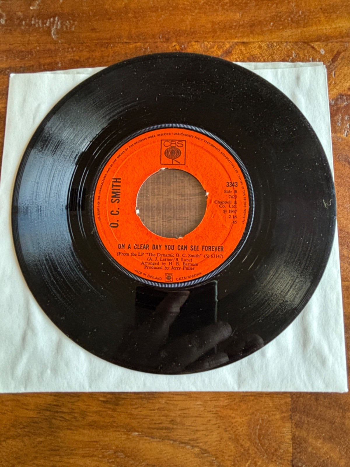 O.C. SMITH on a clear day you can see forever 1968 CBC records 3343 EX