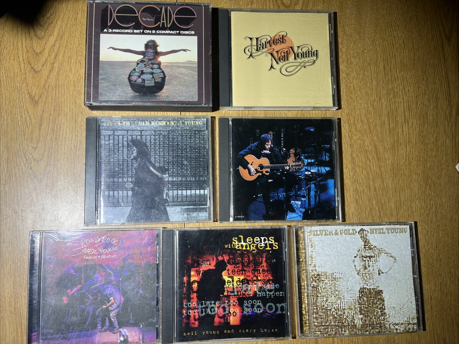 Neil Young CD Lot Of 7 Gold Rush, Decade, Harvest Moon, Sleeps Strangers,Unplug