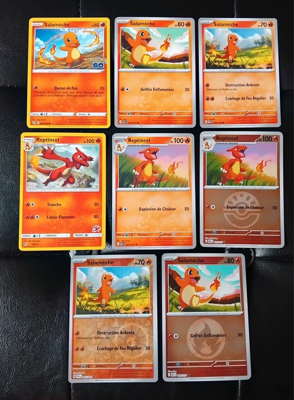 Lot de 8 Cartes Pokemon Salameche Reptincel