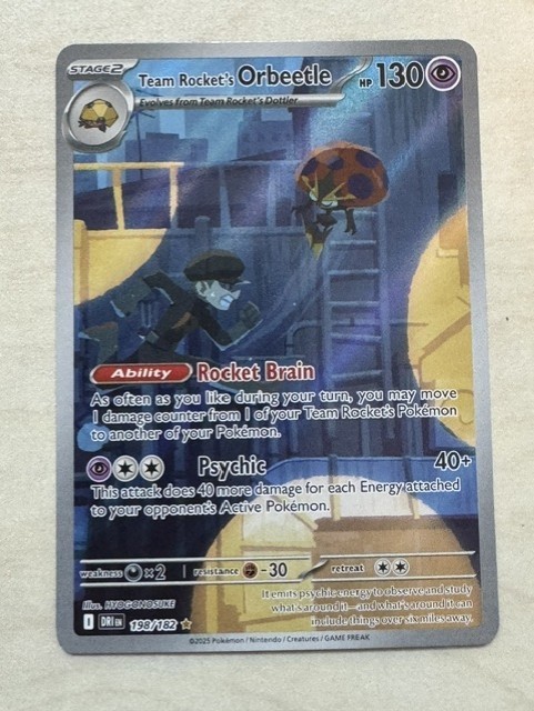 Pokemon TCG Team Rocket's Orbeetle 198/182 Destined Rivals Illustration Rare NM
