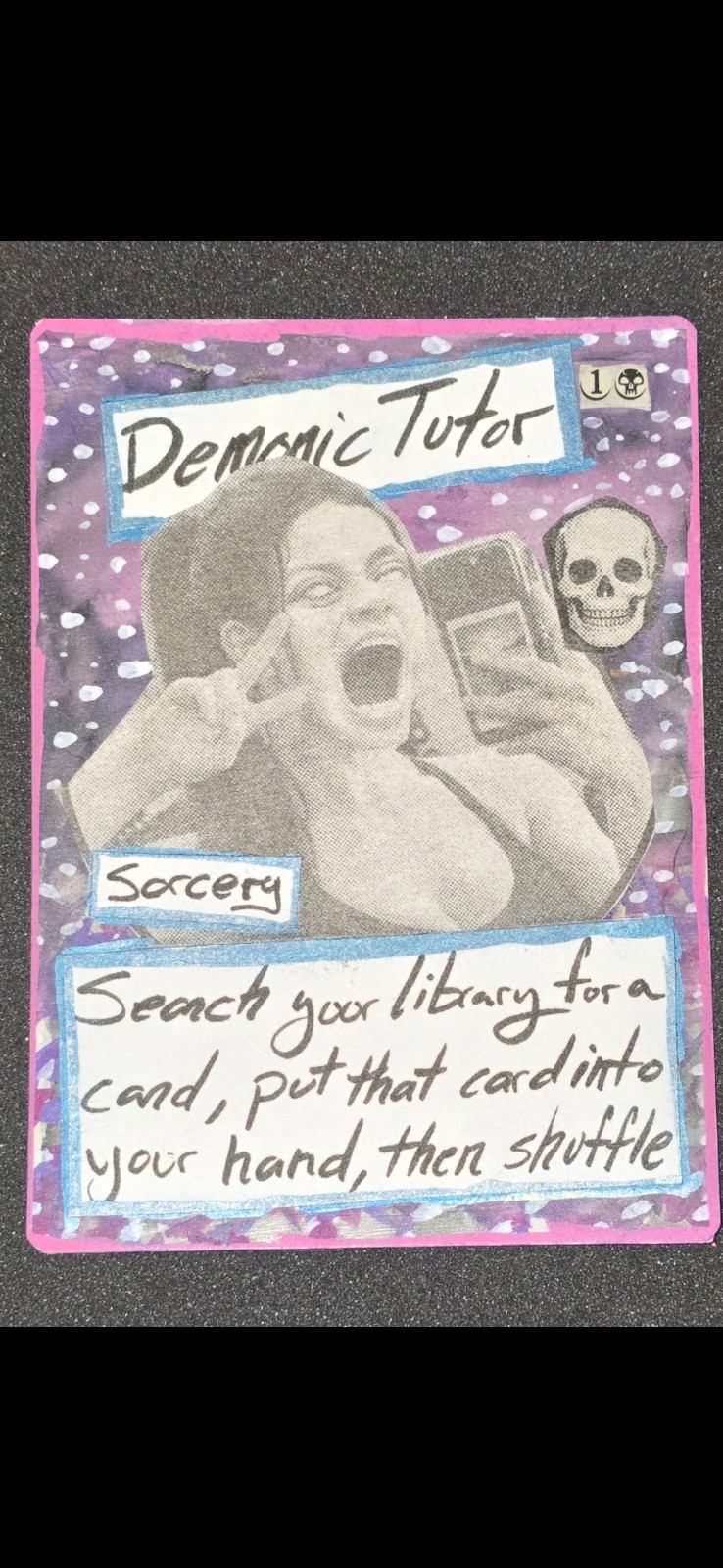 Demonic Tutor Style Altered Art Custom Playtest Card Mtg Collage Magic Original