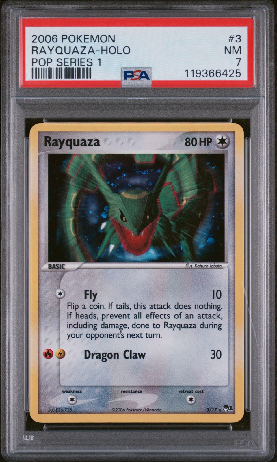 2006 POKEMON POP SERIES 1 #3 RAYQUAZA-HOLO POP SERIES 1 PSA 7