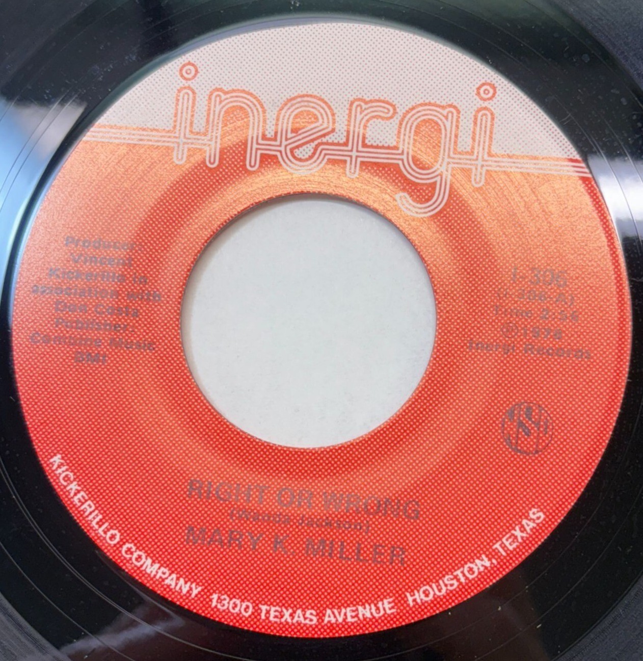 Mary K Miller Right or Wrong / Smile Me A Song 45 RPM Country 1978 Inergi