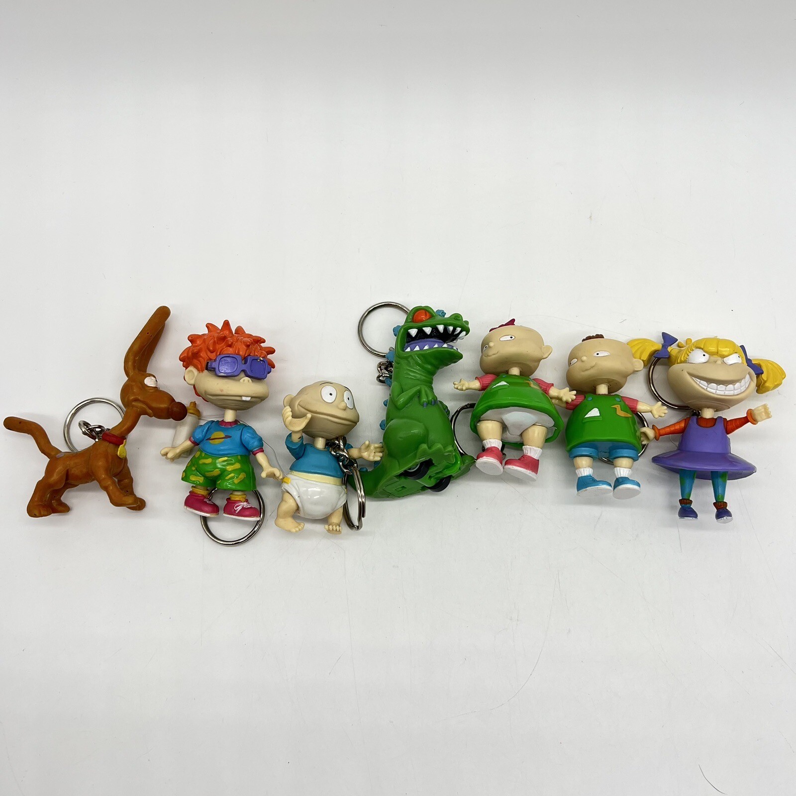 Viacom Rugrats Portachiavi Plastica PVC Lotto di 7 Rarissimi Reptar & Spike 1997 Vintage