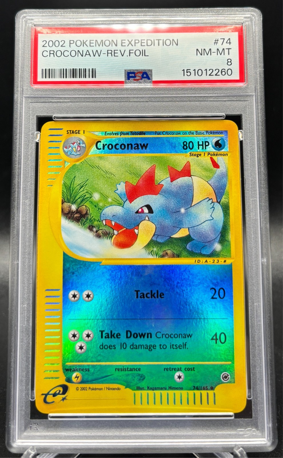 Carta Pokemon PSA 8 Croconaw Reverse Holo Foil Expedition serie E 2002 74/165
