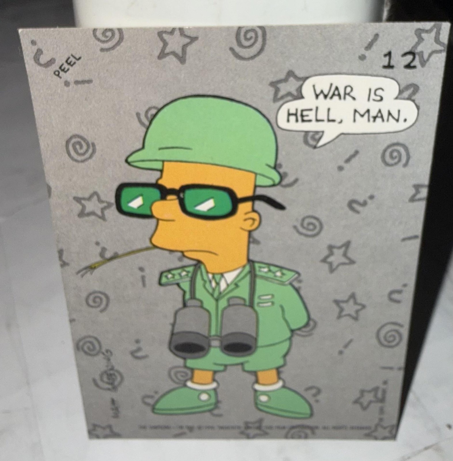 Carta Adesiva Vintage 1990 Topps La Guerra dei Simpson Is Hell Man 12V Bart Non Sport