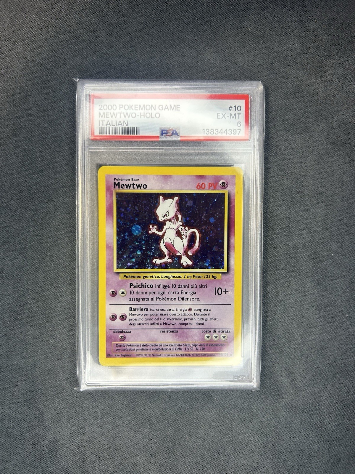Mewtwo Pokémon Base 2000 #10 ITA Olografico Classificata PSA 6