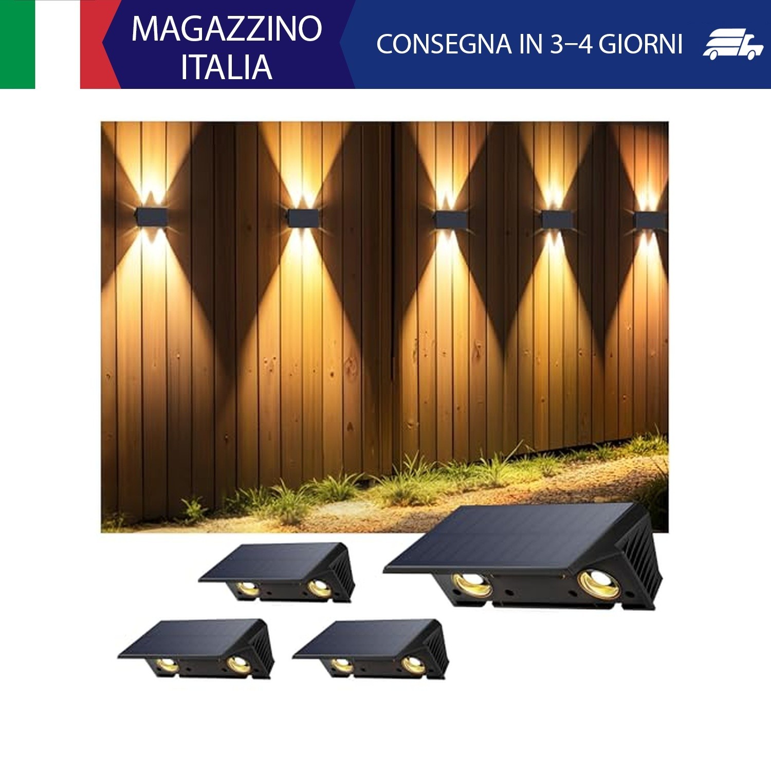 Lampada Solare da Esterno di 4 Pezzi Alto e Basso Luci Solari Esterno Energia Bi