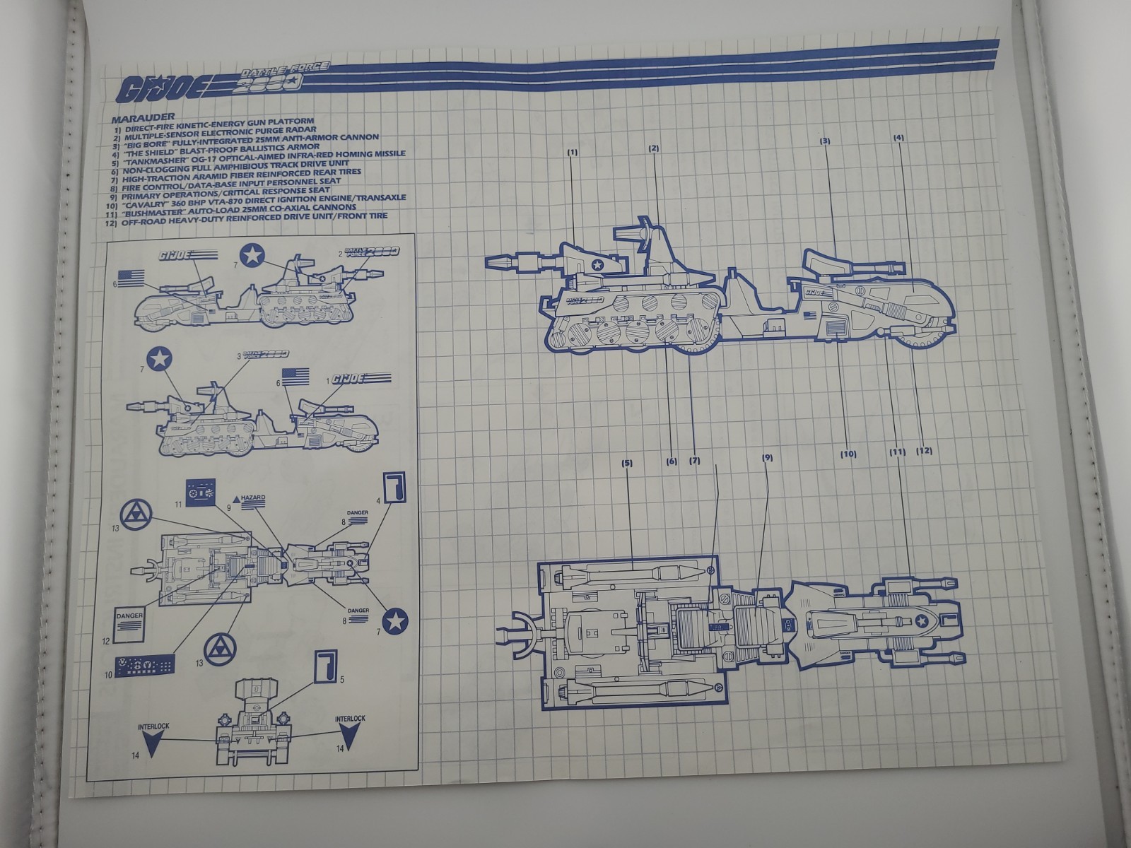 1987 GI Joe Battle Force 2000 Marauder BLUEPRINTS INSTRUCTIONS Only