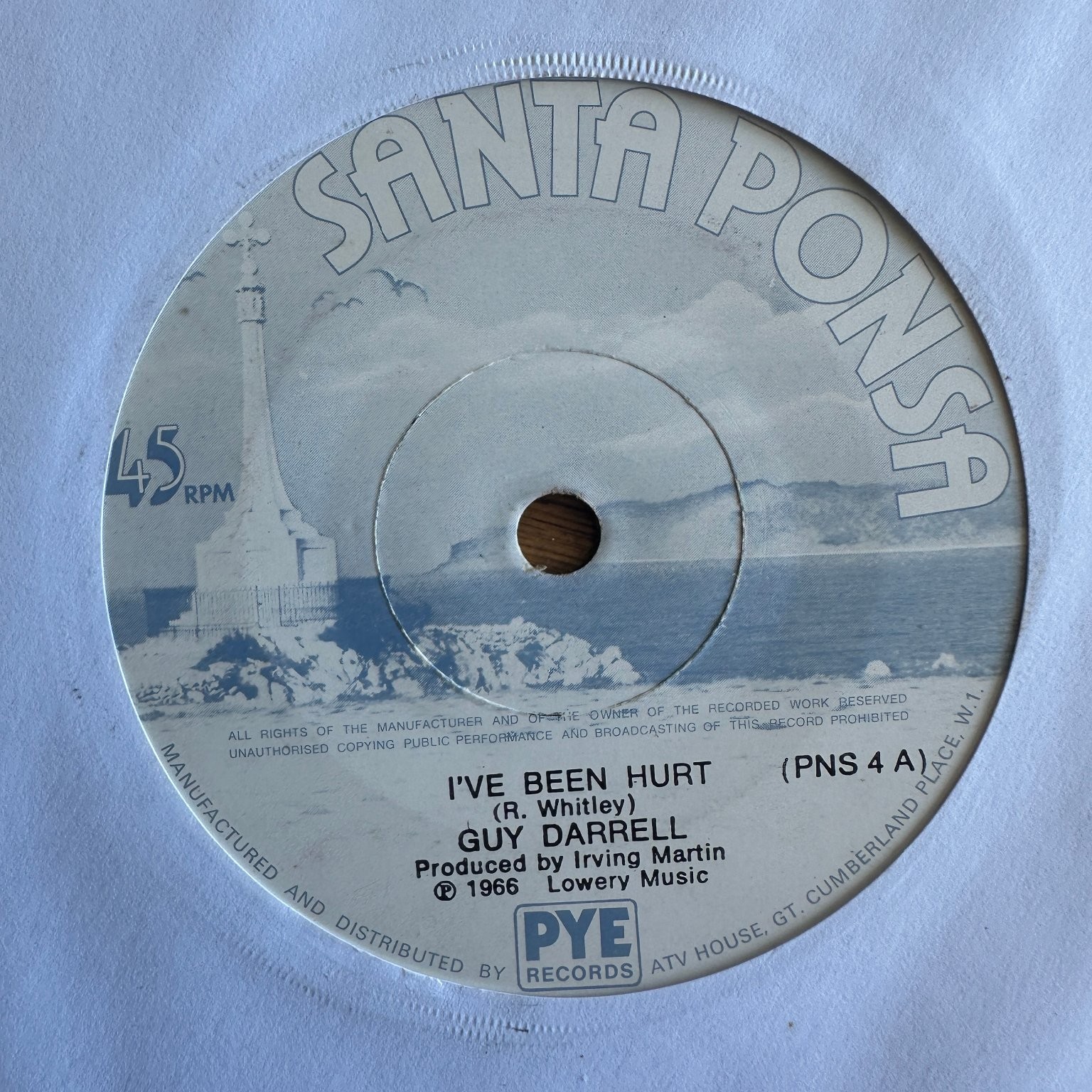 Guy Darrell – I've Been Hurt 7" Single Record 1966 Pye Records Soul Pop 45RPM