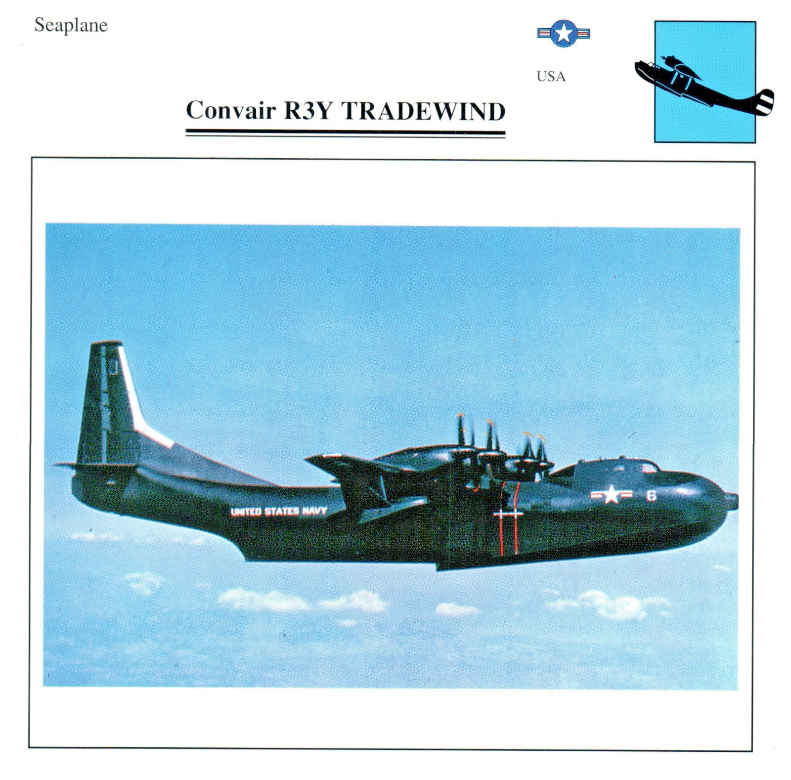 Convair R3Y Tradewind Edito service Military Aircraft Card USA