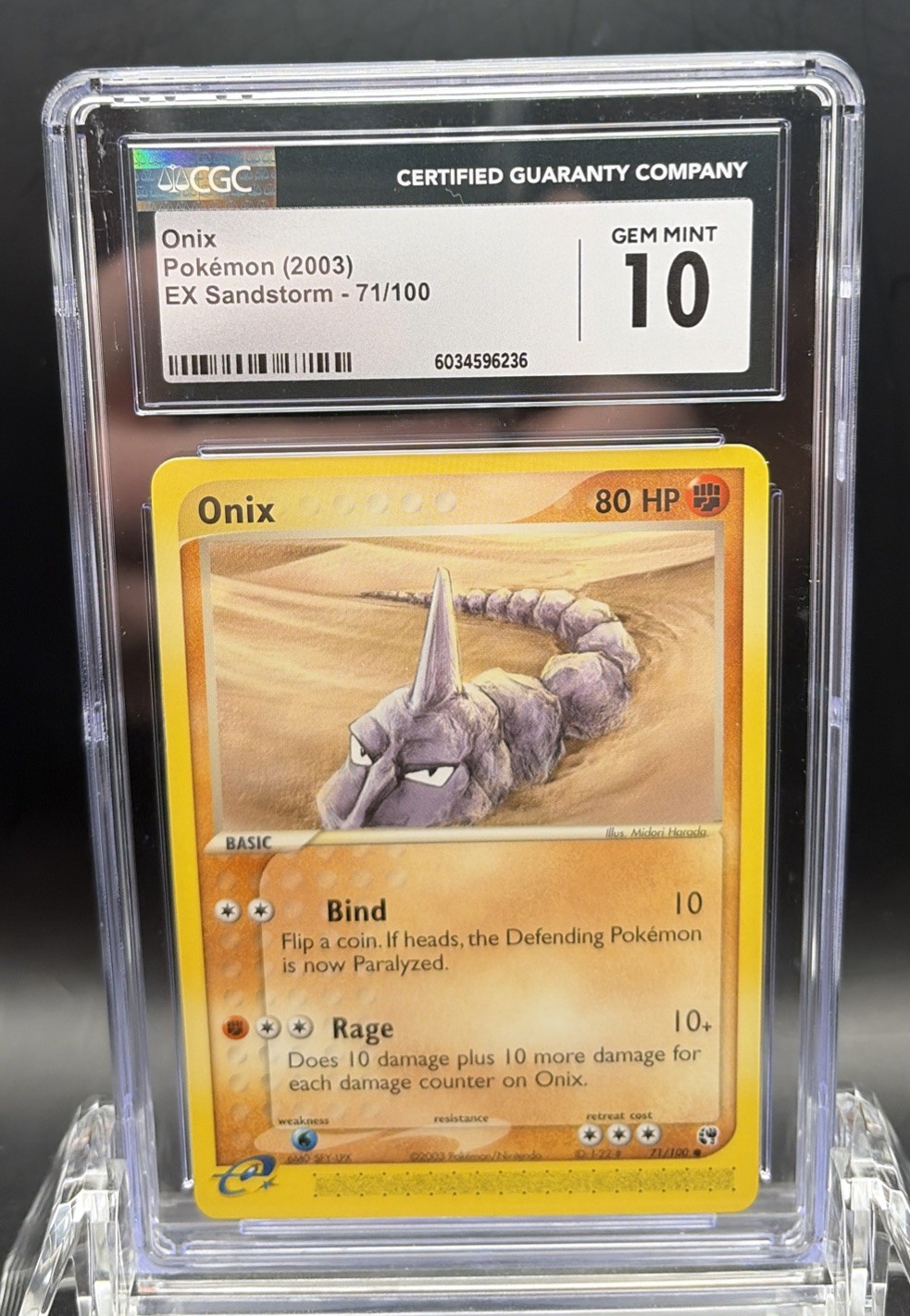 2003 Pokemon EX Sandstorm Onix 71/100 CGC 10 Gem Mint E-Reader
