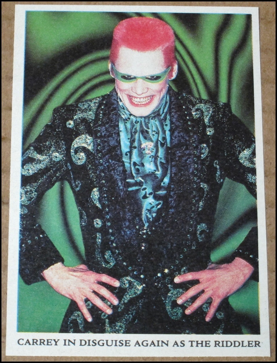 Foto ritaglio rivista Jim Carrey as The Riddler RS 1995 dimensioni tascabili 2,5"x3,25"