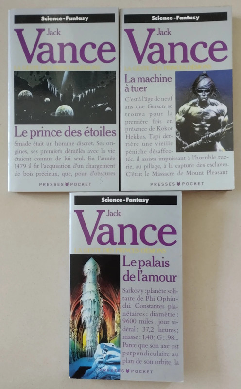 Lot de 3 Livres La Geste des Princes Démons Tomes 1 2 3 Jack Vance