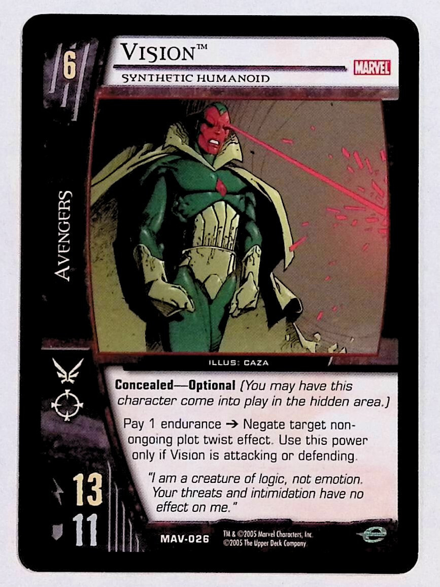 Vision Synthetic Humanoid MAV-026 2005 Upper Deck Versus VS TCG #6 Avengers