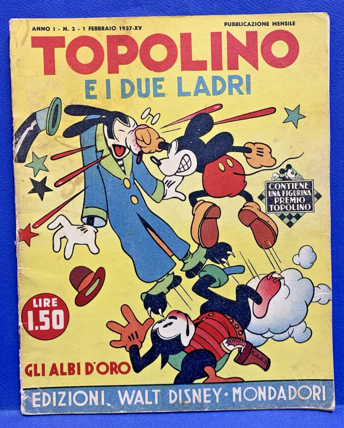 GLI ALBI D' ORO anteguerra 2 TOPOLINO E I DUE LADRI ottimo Disney Mondadori 1937