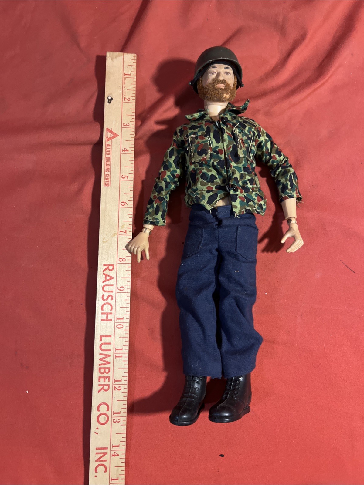 Vintage 1964 GI Joe Adventure Team capelli floccati sfocati e barba CAPELLI ROSSI
