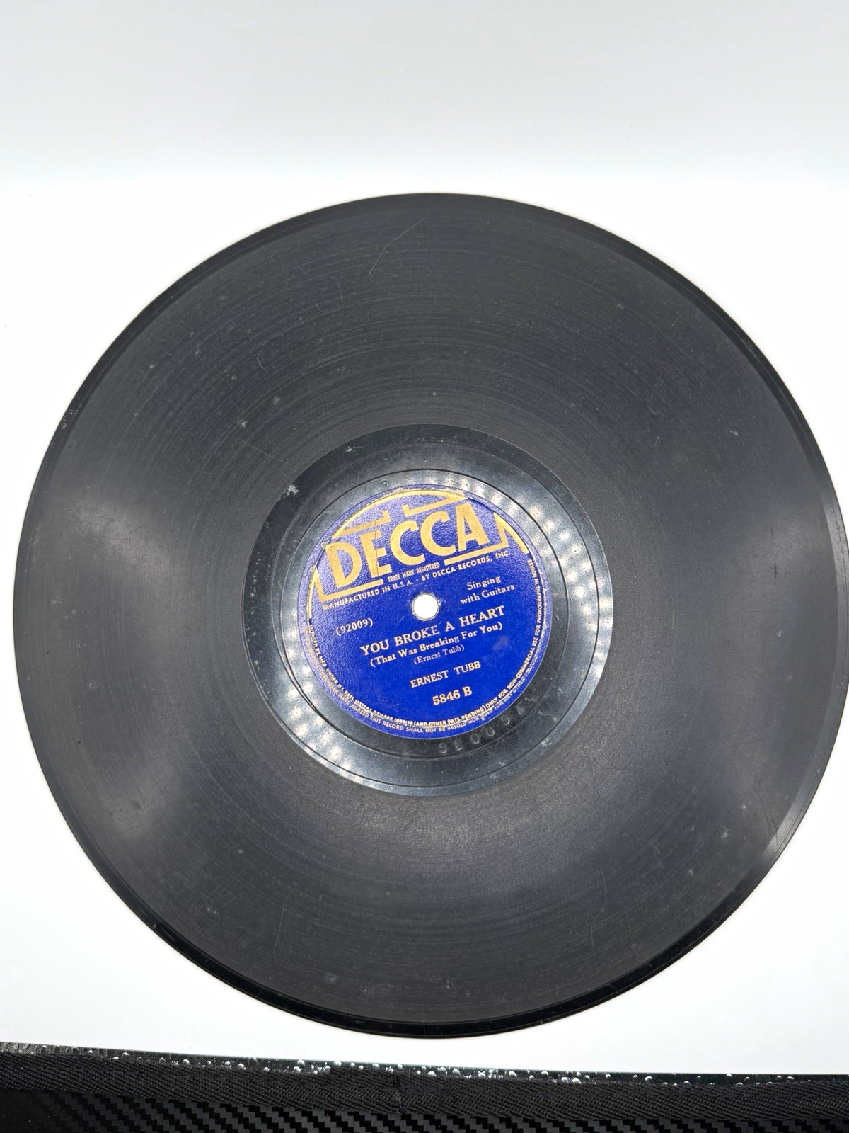Ernest Tubb I’ll Never Cry Over You Decca 5846 10” 78 RPM 1940 Country