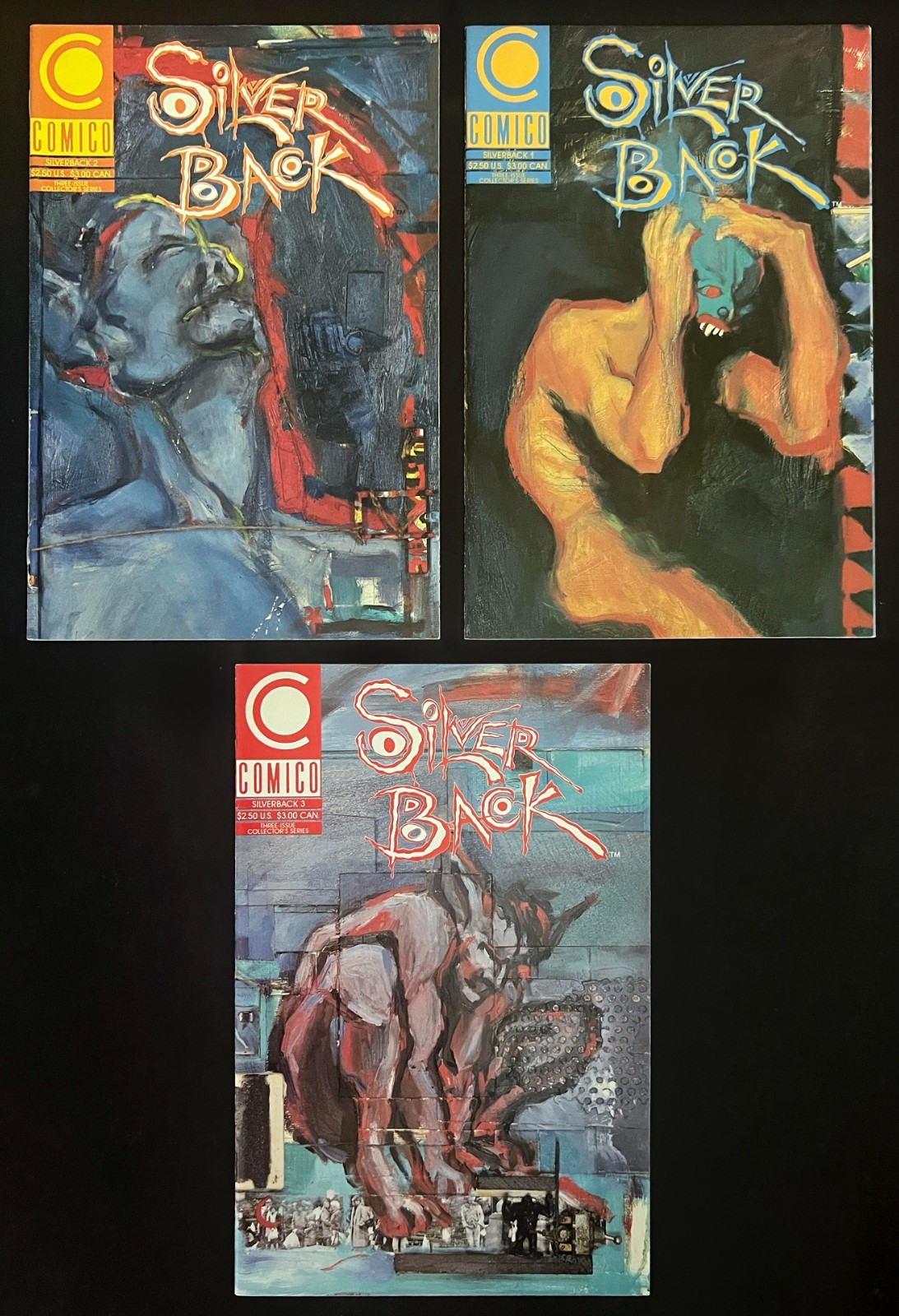 SILVERBACK #1, 2, 3 Hi-Grade ARGENT THE WOLF of GRENDEL Full Series Comico 1989
