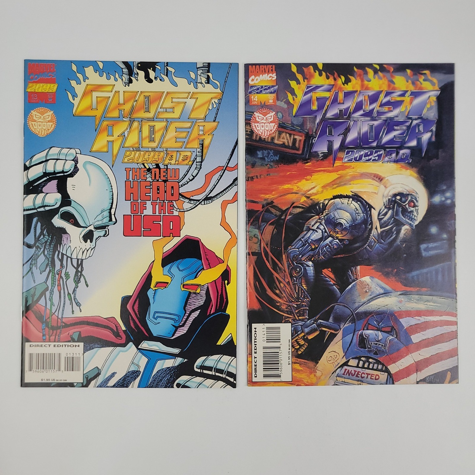 Ghost Rider 2099 #13 #14 (1995) Marvel Comics Lotto One Nation Under Doom Direct