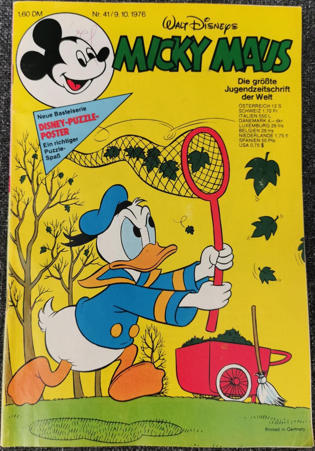 Topolino Quaderno 41 - 9.10.1976 Walt Disney Puzzle Poster Schnipp
