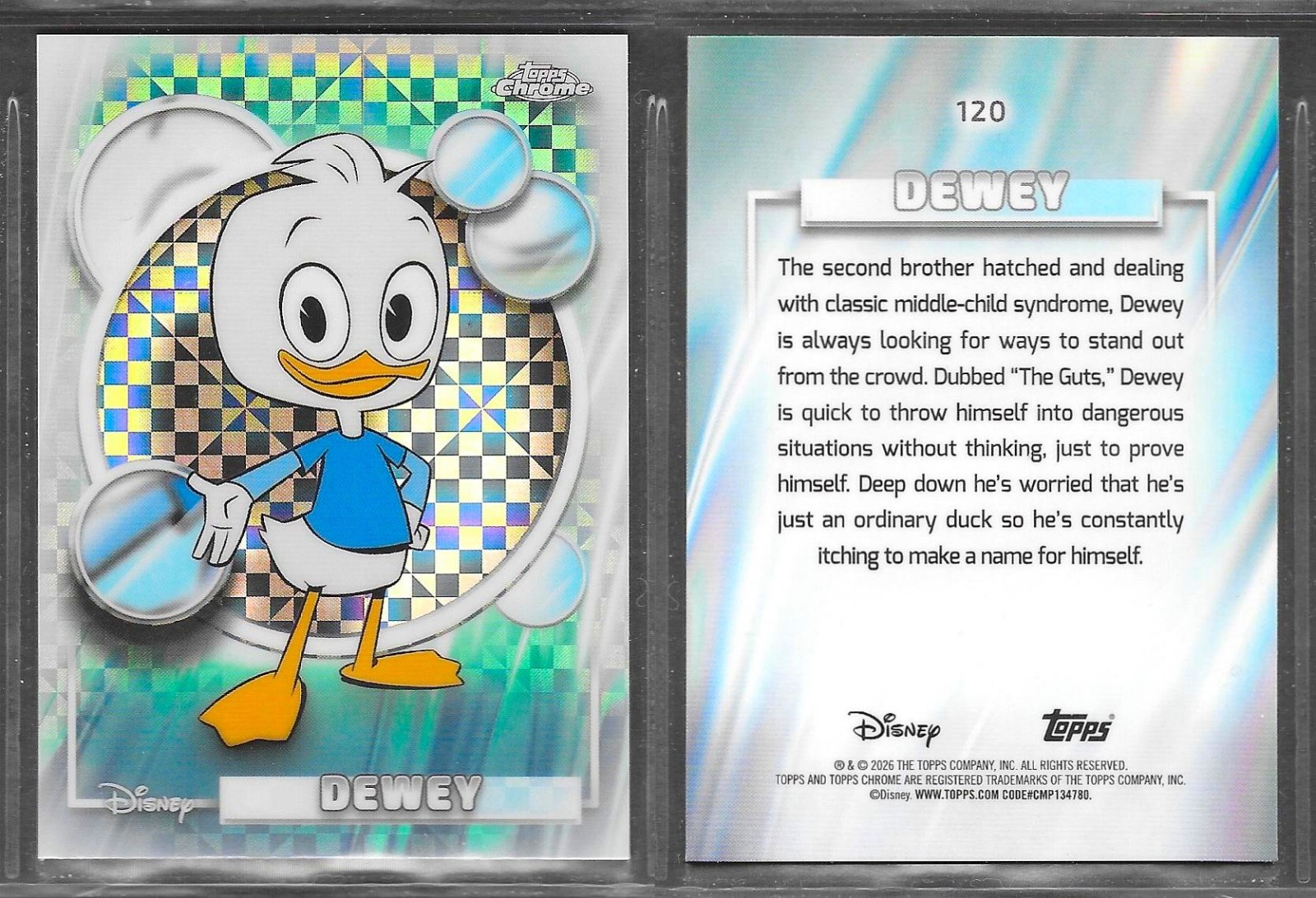 Topps Chrome Disney 2026 #120 Dewey Duck X-Fractor Card