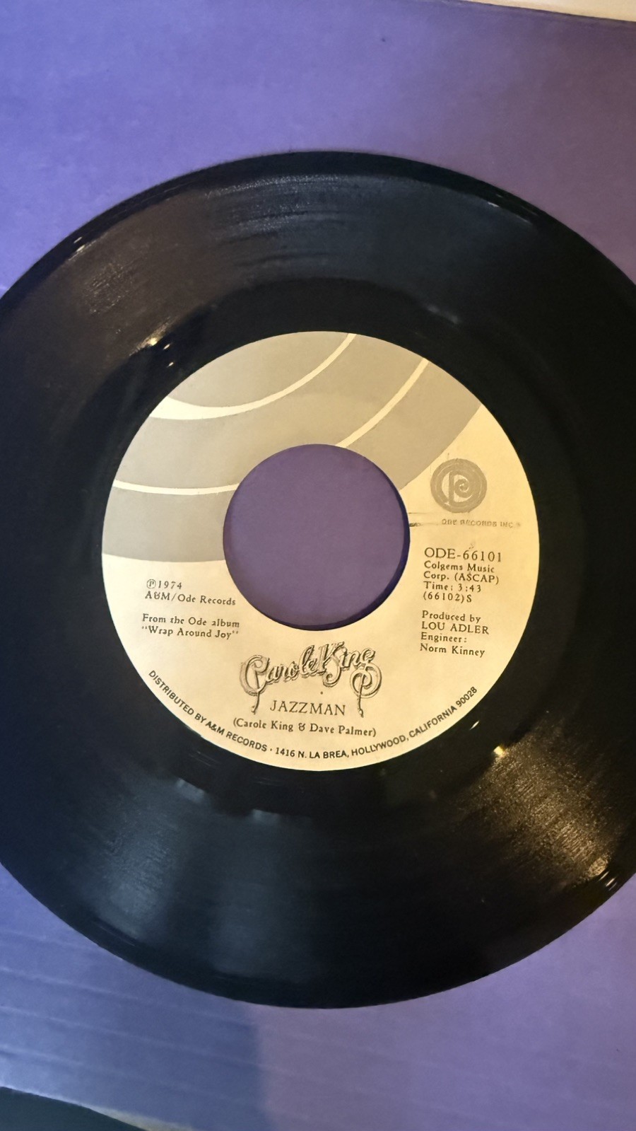CAROLE KING 7" 45 RPM -1974 EX Ode -Jazzman/You Go Your Way, I'll Go Mine